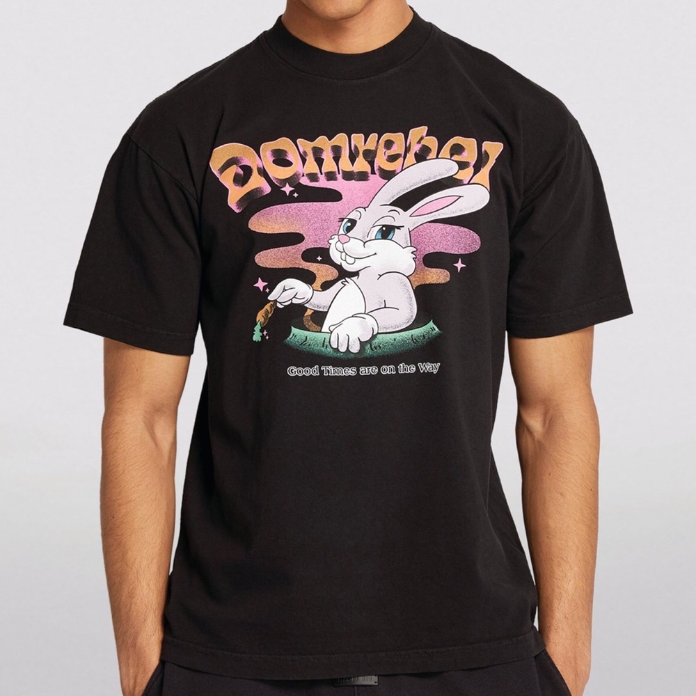 NWT $150 DOMREBEL XL Cotton Bunny Carrots T-Shirt Graphic Men’s Logo